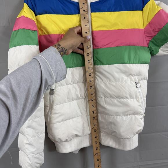 Perfect Moment Jacket Women Large Queenie Quilted Puffer Ski Rainbow Stripe Chic - Picture 15 of 16